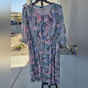 Floral Midi Dress with Pastel Hues
